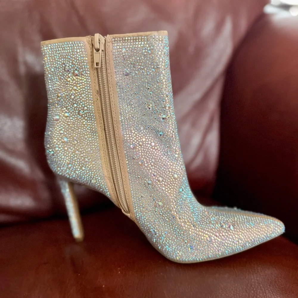 INC International Concepts Sparkling Rhinestone Heeled Boots - Picture 8 of 13